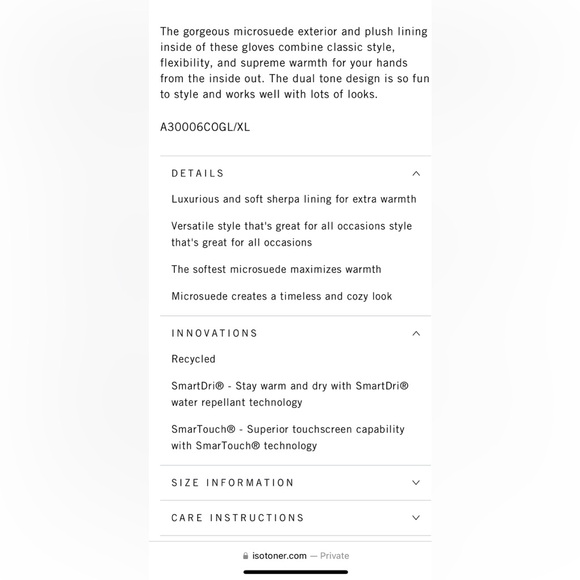 NWT Isotoner Women’s Microsuede Gloves with smarTouch, cognac, size large/XL - Picture 4 of 11